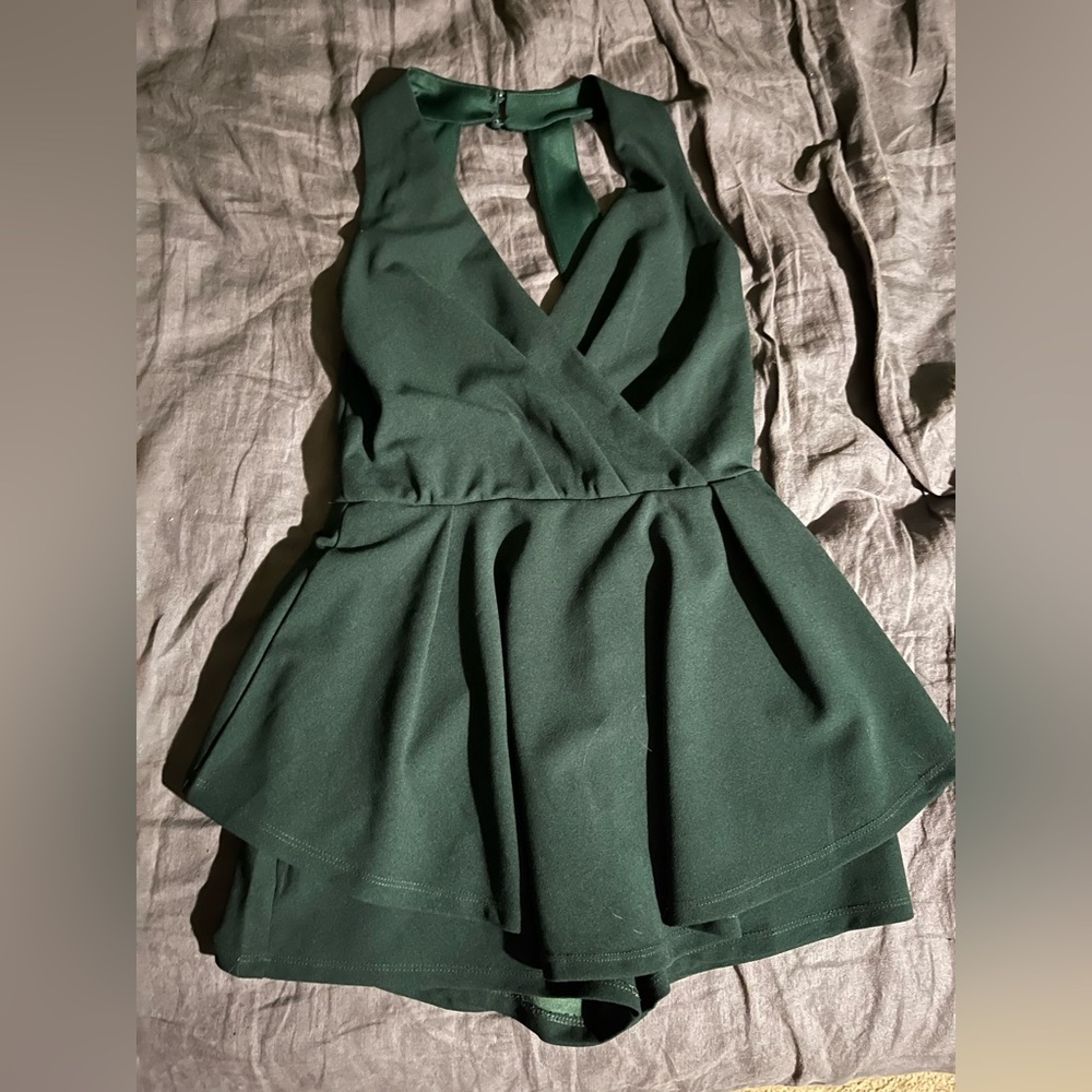 Purple snow green romper